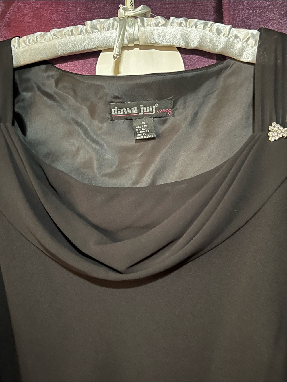 Dawn Joy Evening Black Cowl Neck Dress